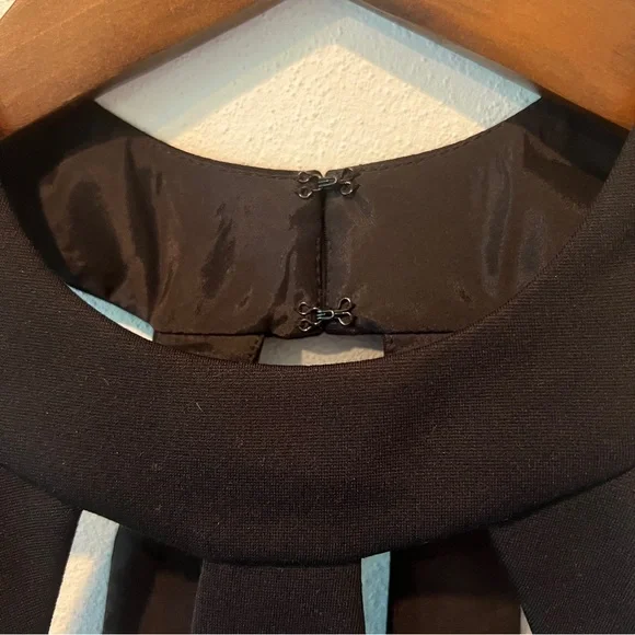 Trina Turk Cage Neck Sleeveless Color Block Black and Pink Midi Dress - Picture 4 of 10